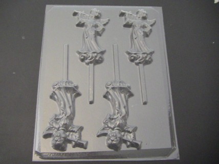 261 Angel with Trumpet Chocolate or Hard Candy Lollipop Mold